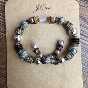 J.Crew 2” Tortoise Bead & Stone Hoops